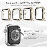 Compatible For Apple Watch Case With Screen Protector For Apple Watch 44Mm Series 6/5/4/Se, Bling Crystal Diamond Rhinestone Ultra-Thin Bumper Full Cover Protective Case For Women Girls Iwatch
