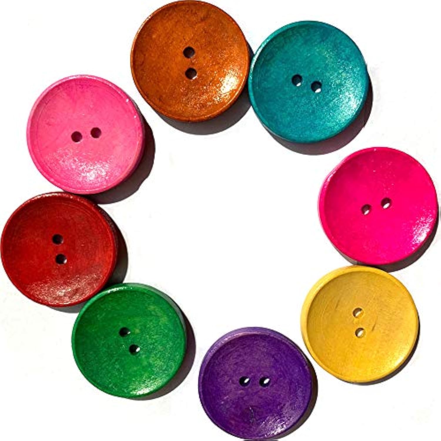 100Pcs/Pack Wood Colorful Buttons Natural Horn Shape 2 Hole Scrapbooki