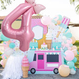 40" Pink Number 2 Balloon with Mini Bow Girls 2nd Birthday Decorations