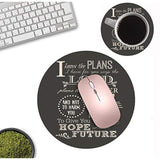 Round Mouse Pad And Coasters Set, Quotes Bible Verse Jeremiah 29:11 Design Mouse Pad, Non-Slip Rubber Base Mouse Pads For Laptop And Computer