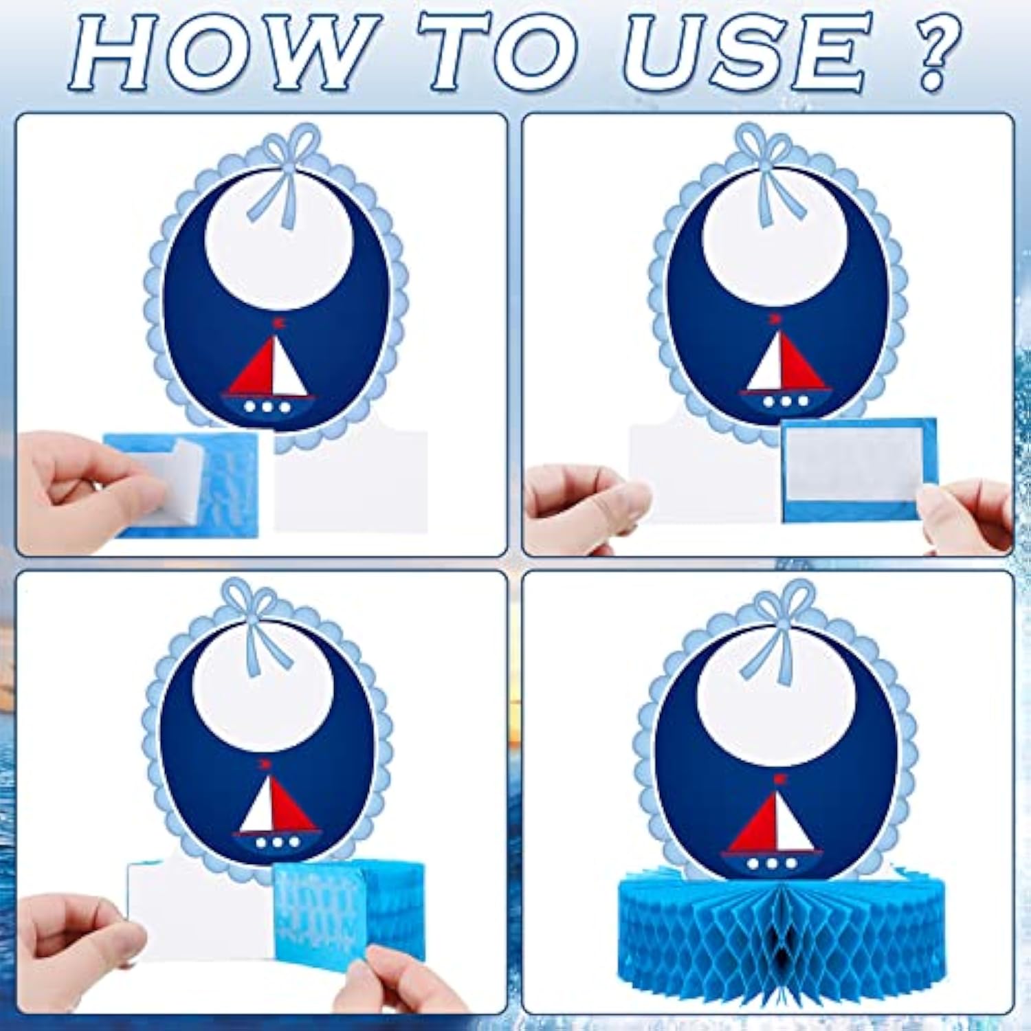 9 Pcs Nautical Baby Shower Decorations Nautical Baby Boy Honeycomb Cen