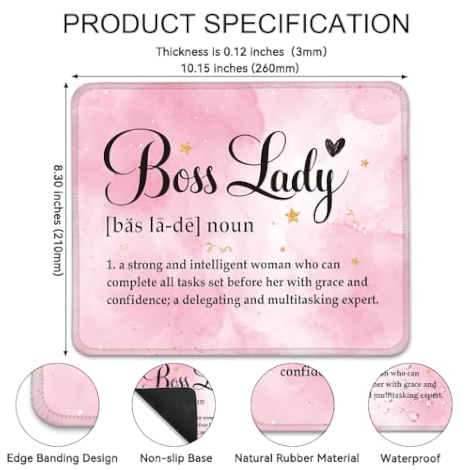 Boss Lady Definition Funny Mouse Pad For Desk, Boss Gifts For Women, Boss Day Gifts For Women, Boss Lady Appreciation Gifts, Thank You Gifts Birthday Gifts For Women Boss Leader Mentor