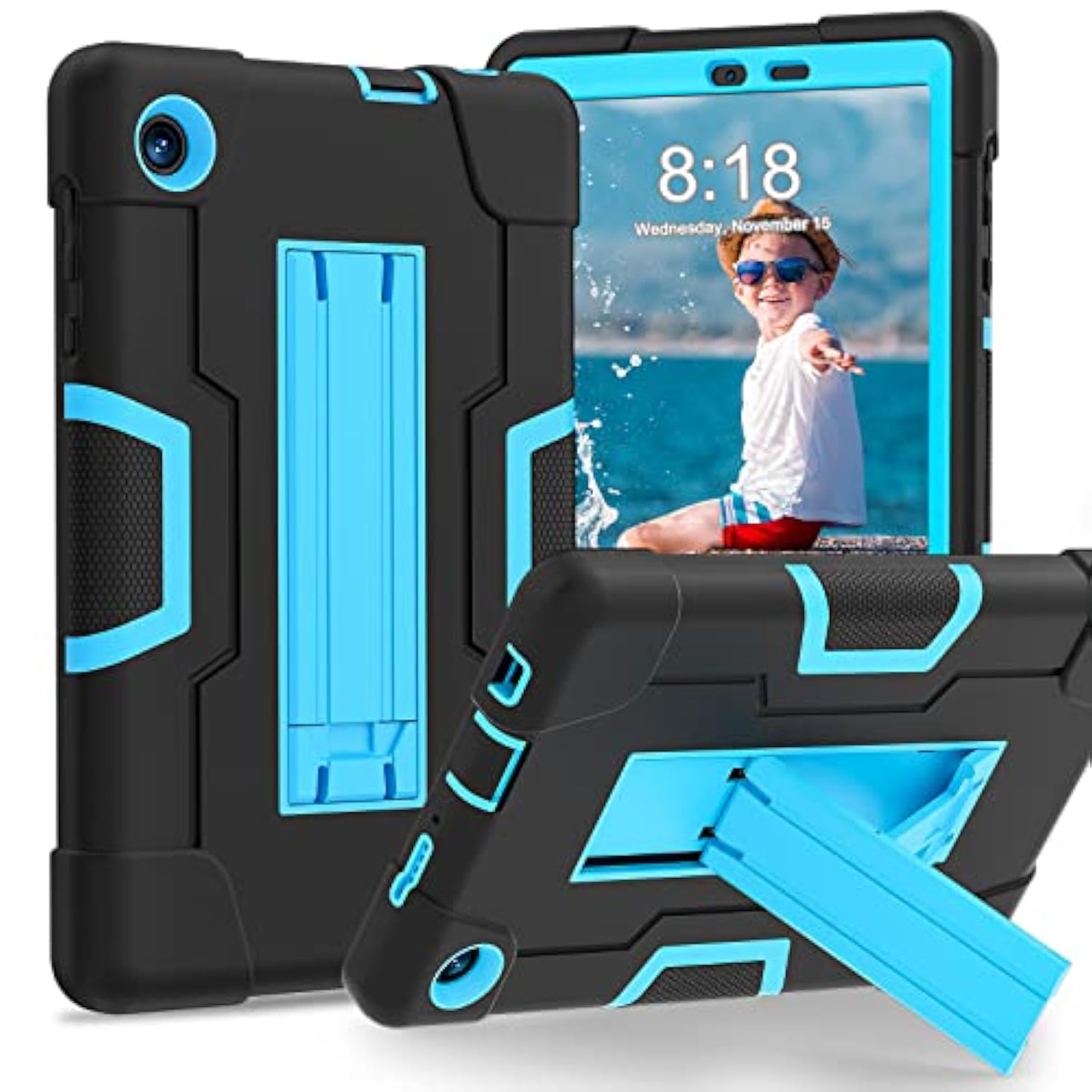 Case For Tcl Tab 8 Le 9137W / Tab 8 Wifi 9132X,Heavy Duty Rugged Shockproof Case With Hand Strap Shoulder Strap Kickstand Case For Tcl Tab 8 Le 9137W / Tab 8 Wifi 9132X Black+Blue