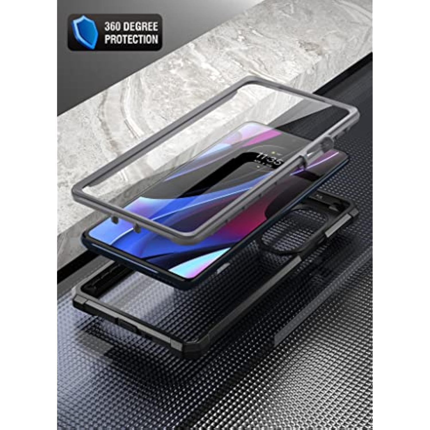 Guardian Series Case Designed For Motorola Edge Plus 5G 6.7" (2022) / Edge+ 5G Uw (2022), Model # Xt2201,Full Body Hybrid Shockproof Bumper Cover With Builtin Screen Protector, Black/Clear