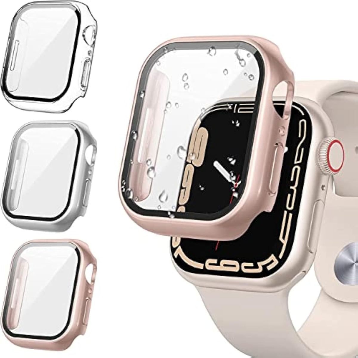 [3Pcs For Apple Watch Screen Protector Case 41Mm Series 9/8/7 Accessories, Iwatch Protective Face Cover For Women Men, Tempered Glass Film Hard Bumper For Iphone Watch 41 Mm