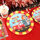Firetruck Birthday Party Supplies Decorations, Fire Truck Theme Paper Plates And Napkins Set For 24 Guests, 120 Pcs Disposable Firefighter Party Dessert Dinnerwares