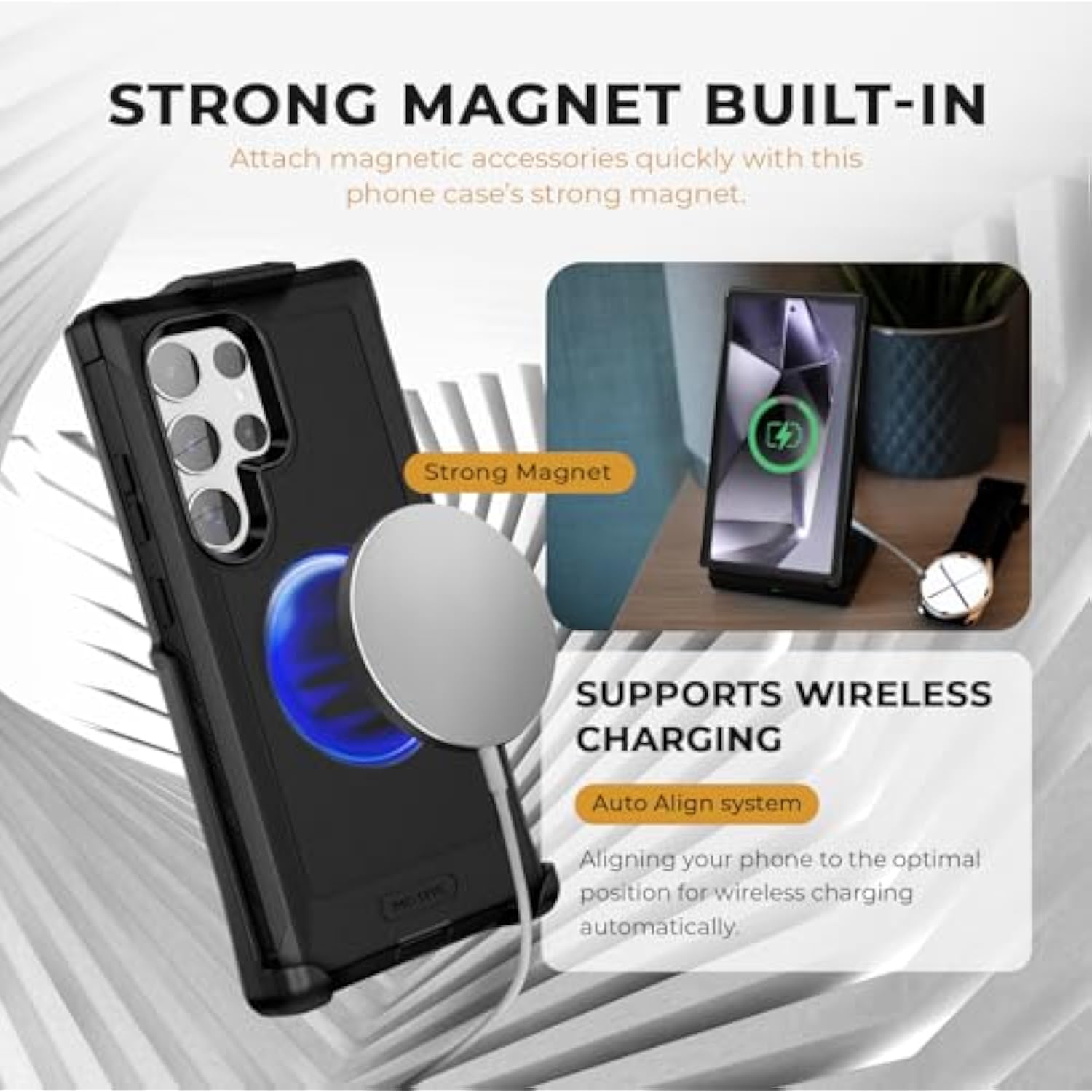 Designed For Samsung Galaxy S24 Ultra Case With Belt Clip, Compatible With Magsafe, Quad-Layer 15Ft Military Grade Drop Protection, Heavy Duty S24 Ultra Holster Case 6.8” | Black