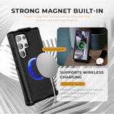 Designed For Samsung Galaxy S24 Ultra Case With Belt Clip, Compatible With Magsafe, Quad-Layer 15Ft Military Grade Drop Protection, Heavy Duty S24 Ultra Holster Case 6.8” | Black