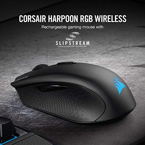 Harpoon Wireless Rgb Lightweight Fps/Moba Gaming Mouse 10,000 Dpi 6 Programmable Buttons Low-Latency Bluetooth Icue Compatible Pc, Mac, Ps5, Ps4, Xbox Black
