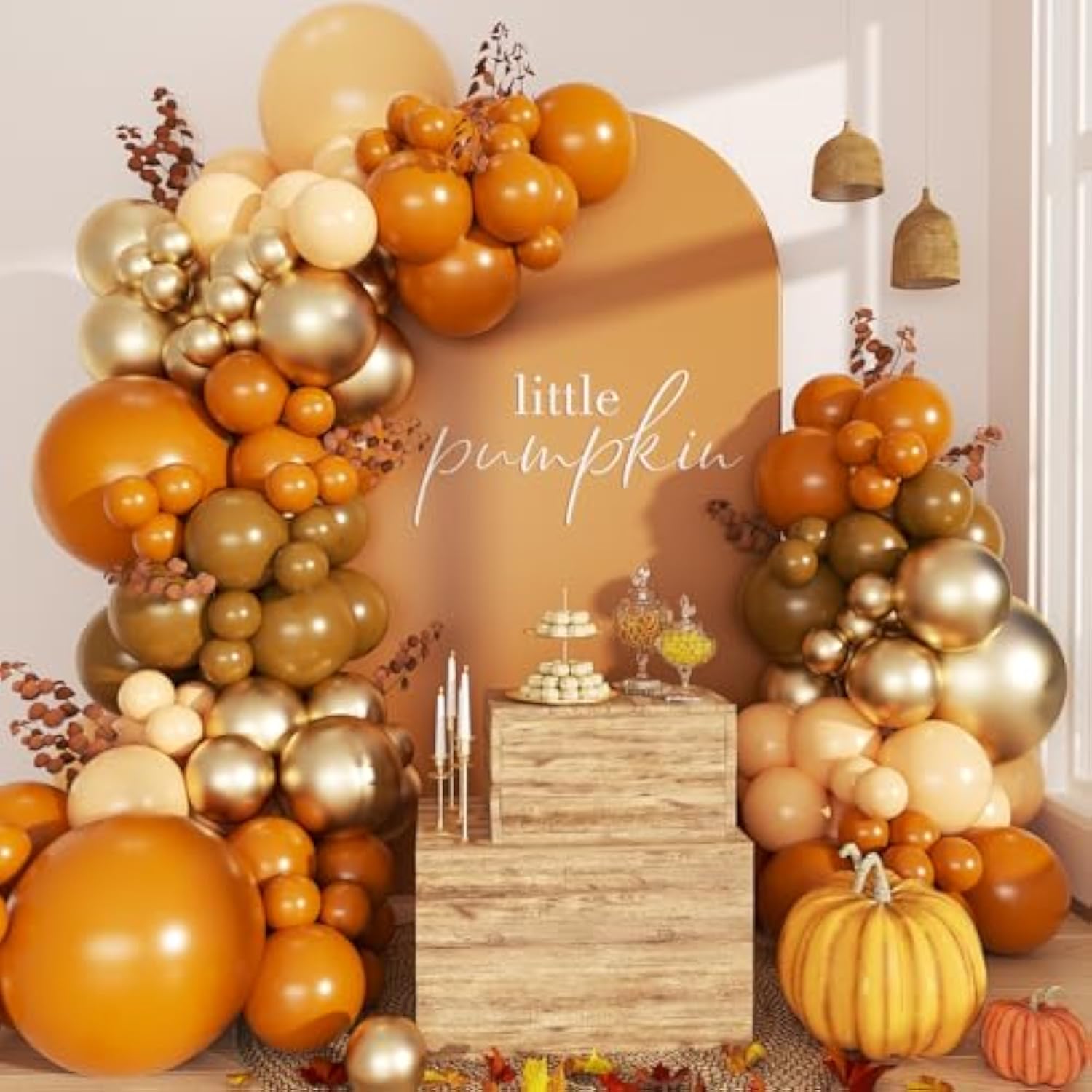 Fall Balloon Arch Kit 139Pcs Thanksgiving Balloon Arch Garland Kit Include Burnt Orange Brown Nude Gold Balloons For Autumn Harvest Thanksgiving Baby Shower Birthday Party Decorations