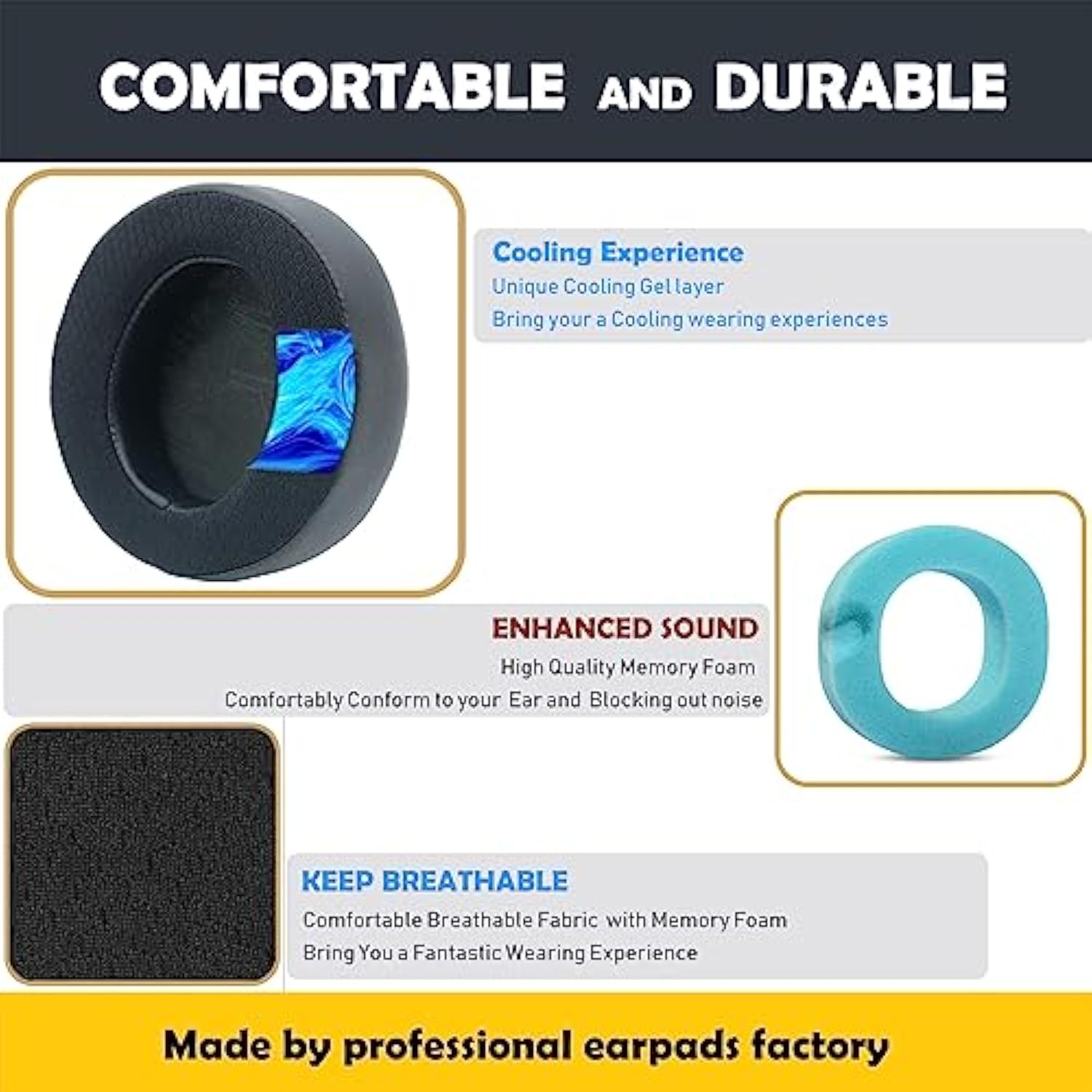 Replacement Earpads Cushion Compatible With Alienware 7.1 Pc Gaming Headset Aw510H,Aw310H Cool Gel Ear Pads With Cooling Gel Layer