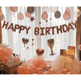 Rose Gold Happy Birthday Balloons Banner, 16 Inch Mylar Foil Letters Balloon Sign For Birthday Party Decorations Photo Booth Backdrop