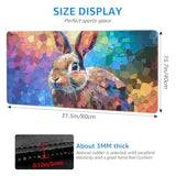 Large Colorful Rabbit Mouse Pad, Artistic Mosaic Design, Extended Gaming Desk Mat, 31.5 X 15.7 Inches, Non-Slip Base