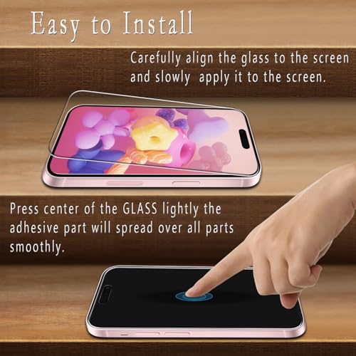 (2 Pack) Designed for iPhone 16 Tempered Glass Screen Protector, Full Coverage, Anti Scratch, Bubble Free