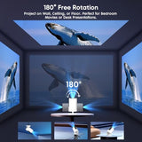 [Built-In Apps] Mini Projector With Wifi And Bluetooth, Native 1080P Portable Movie Projector For Bedroom, Android 12, Auto Vertical Keystone, 180° Rotation, Compatible With Hdmi/Usb/Tv Stick/Laptop