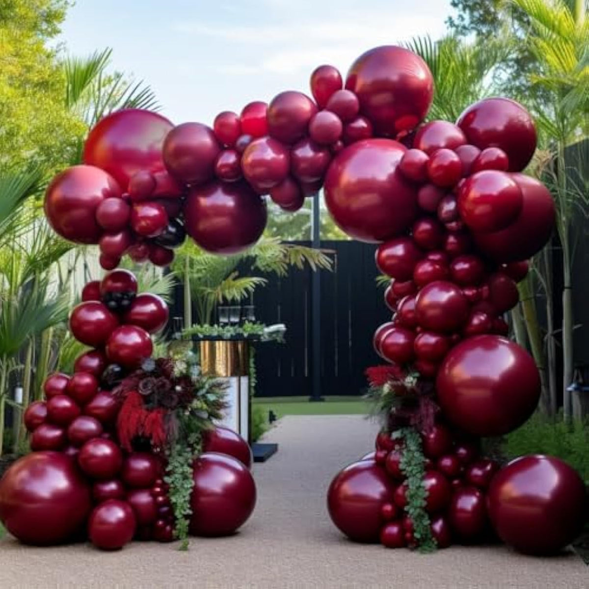 Burgundy Balloons Double Stuffed Red Maroon Balloon Garland Different Sizes 18/12/5In Wine Ruby Red Balloon Arch Kit For Birthday Bridal Wedding Christmas Party Decorations