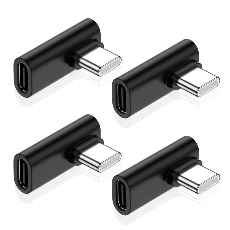 Usb C Right Angle Adapter (4 Pack), Usb C Male To Usb C Female 90 Degree Conne