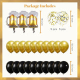 Black Gold Beer Birthday Banner Balloons Beer Theme Party Decorations Set