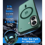 For Iphone 16 Case, Compatible With Magsafe, Magnetic Translucent Matte Slim Protective Cover With 1 Screen Protector - Military-Grade Drop Protection (Dark Green)