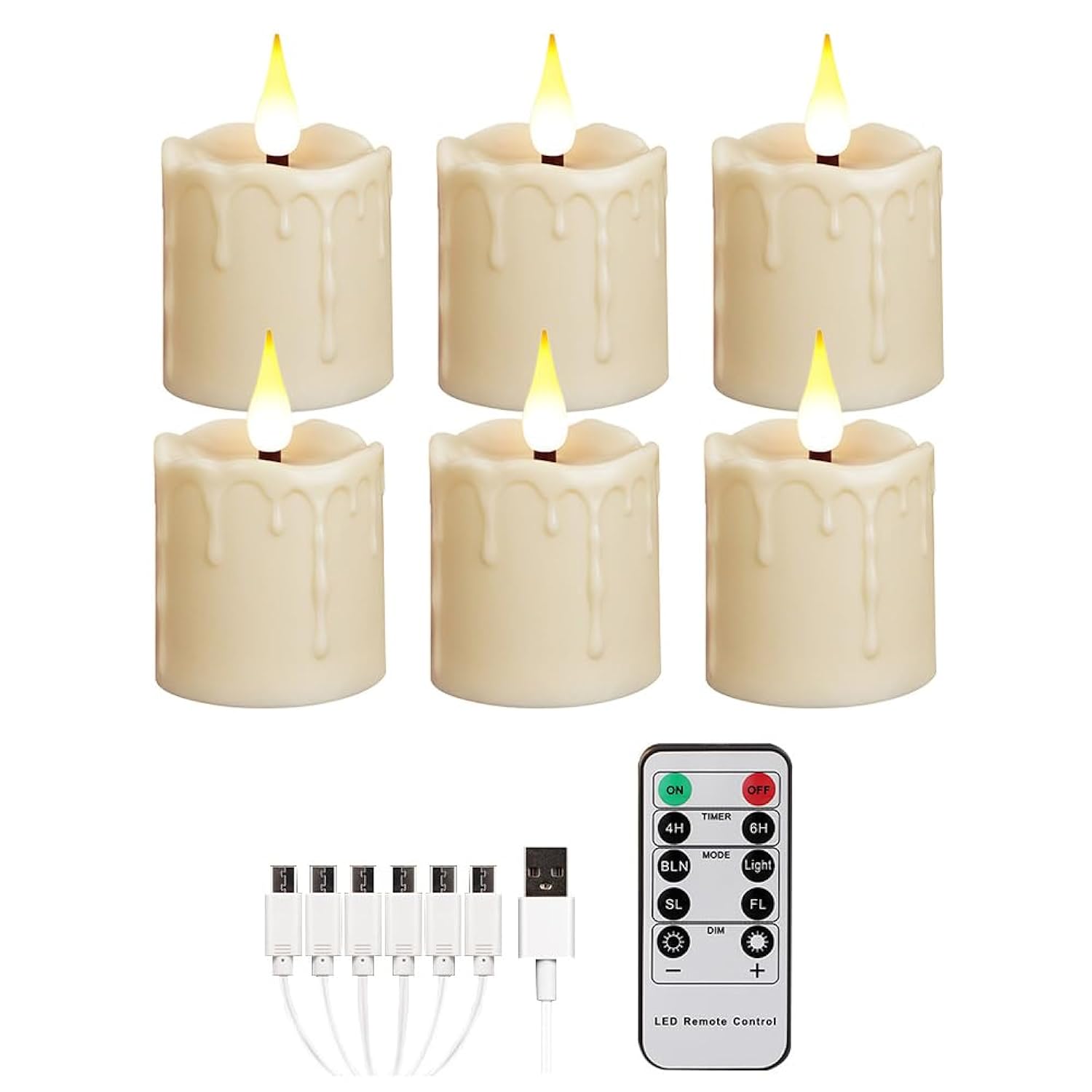 Rechargeable Tea Lights Flickering Timer Flameless Candles with Remote, 6pcs LED Tealight Votive Candles for Halloween Xmas Party Home Decor Wedding Table Centerpieces