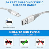 Usb-C Cable 3A Fast Charging, 3-Pack (10Ft+6Ft+3Ft) Usb A To Type C Charge Nyl