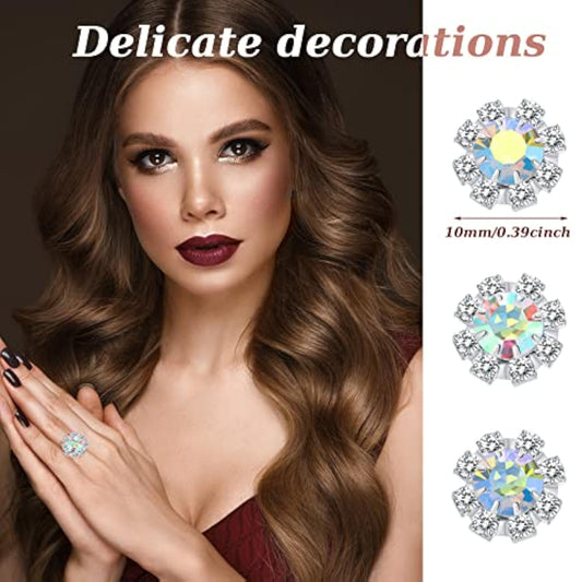 100 Pack 10 Mm Rhinestone Embellishments Flatback Flower Crystal Butto