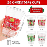 120 Pieces Christmas Sweater Plastic Cups 16 Oz Christmas Disposable Plastic Cups Xmas Tree Santa Reindeer Snow Drinking Cups For Christmas Party Supplies, Merry Christmas Party Decorations