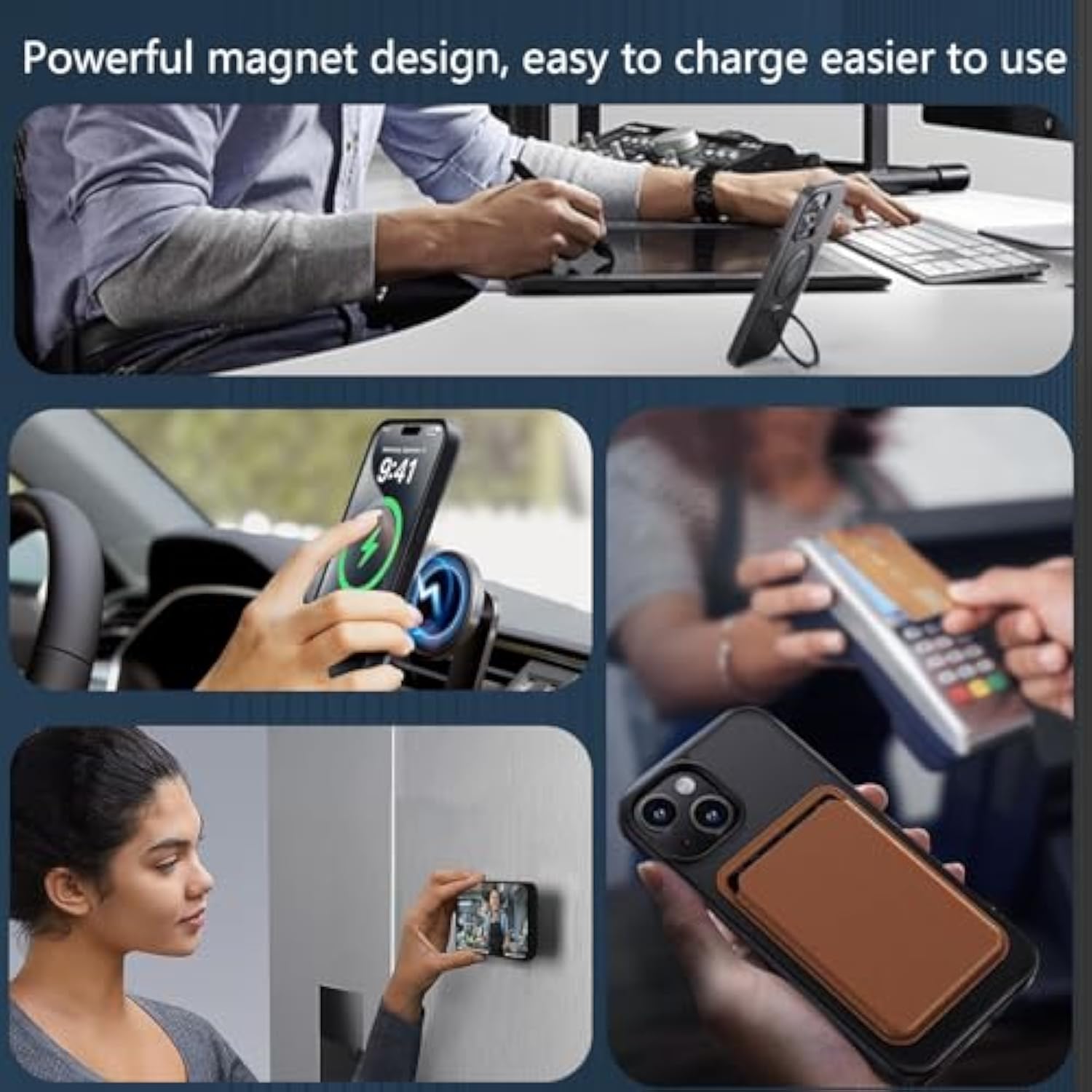 Design For Iphone 15 Case With Magnetic Invisible Stand?Compatible With Magsafe?? Military Drop Protection? Shockproof Slim Translucent Matte Case? Anti-Fingerprint Phone Cover,360° Rotatable Stand