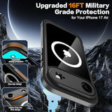 Magnetic For Iphone 17 Air Case, [Compatible With Magsafe] Built-In 9H & Privacy Screen Protector, [Military Grade Protection] Shockproof Anti Spy For Iphone 17 Air Phone Case, Black
