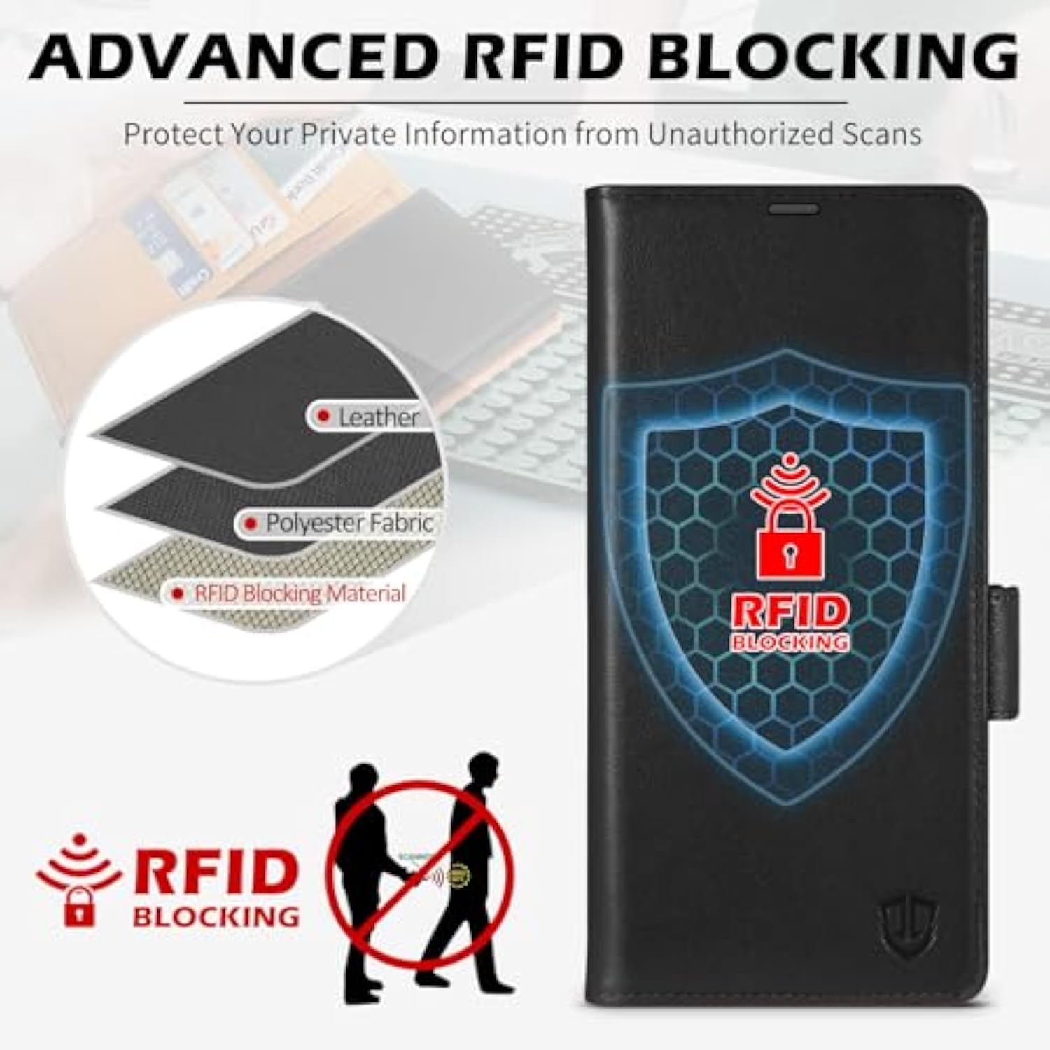 SHIELDON Case for Galaxy S25 Ultra 6.9", Genuine Leather Folio Wallet Case with Kickstand RFID Blocking Card Holder Magnetic Protective Phone Cover Compatible with Galaxy S25 Ultra 2025 - Nappa Black