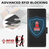 SHIELDON Case for Galaxy S25 Ultra 6.9", Genuine Leather Folio Wallet Case with Kickstand RFID Blocking Card Holder Magnetic Protective Phone Cover Compatible with Galaxy S25 Ultra 2025 - Nappa Black