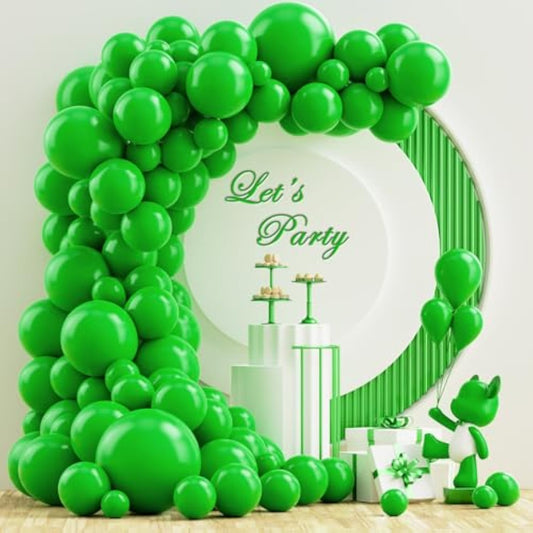 Green Balloons Arch Garland Kit, 102Pcs 18In 12In 10In 5In Green Balloons Different Sizes For Birthday Wedding Baby Shower Jungle Summer Fruit Green Theme Anniversary Celebration Decoration