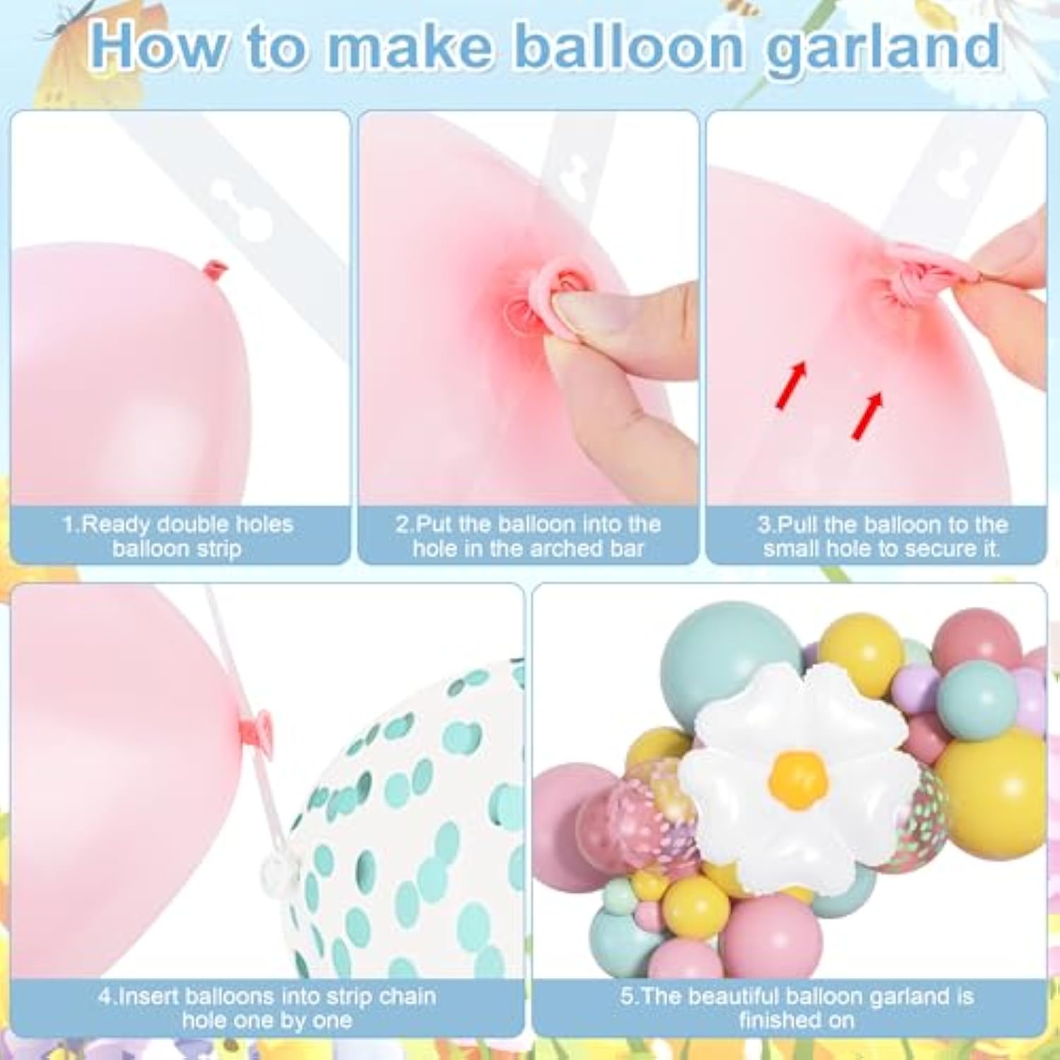 159Pcs Daisy Balloon Garland Arch Kit, Groovy Flower Pastel Balloon Arch Pink Yellow Blue Green Purple Balloons Daisy Banner For Daisy Party Birthday Baby Shower Bridal Wedding