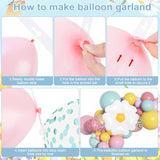 159Pcs Daisy Balloon Garland Arch Kit, Groovy Flower Pastel Balloon Arch Pink Yellow Blue Green Purple Balloons Daisy Banner For Daisy Party Birthday Baby Shower Bridal Wedding
