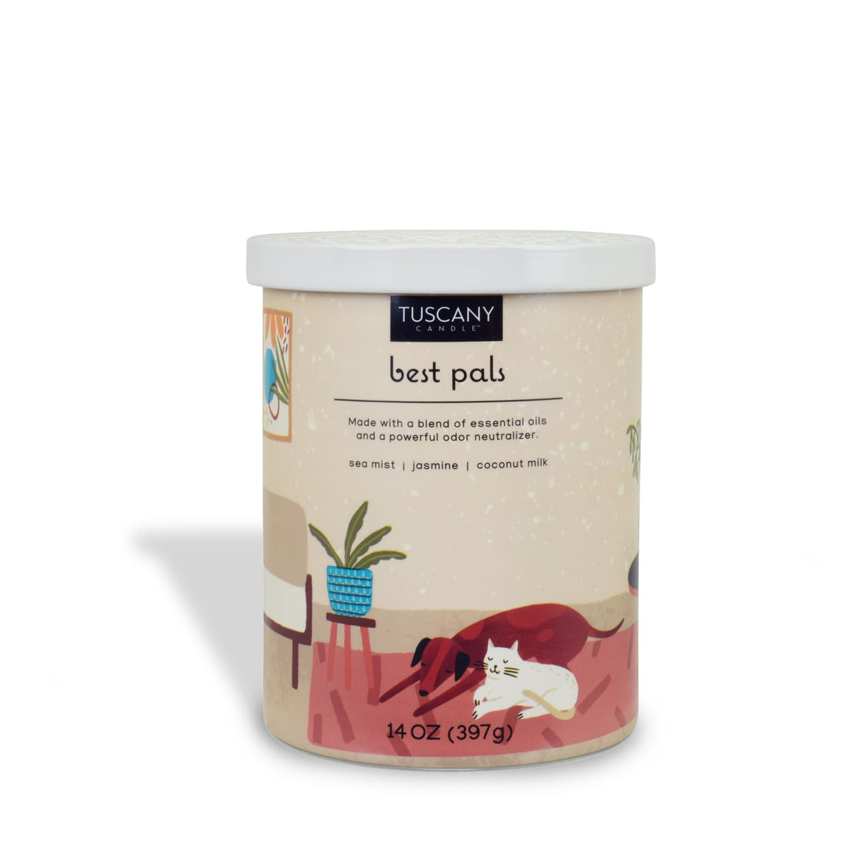 Tuscany Candle Best Pals: Jasmine & Coconut Scented Pet Odor Neutralizing Candle, 14 oz