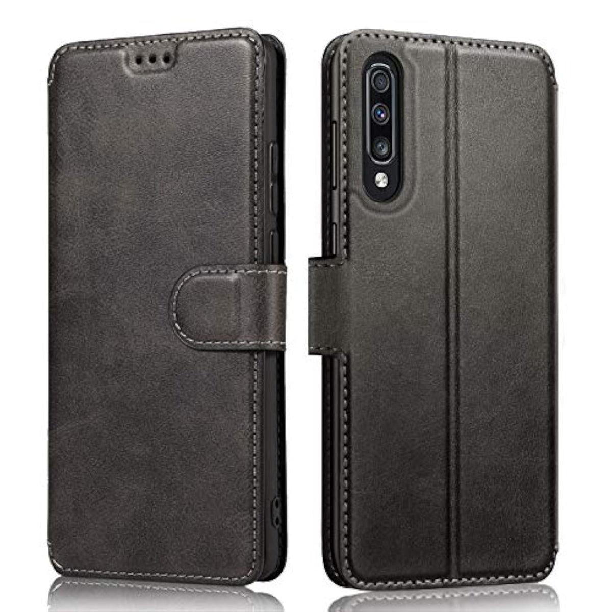 For Samsung Galaxy A50 A50S A30S Case Premium Pu Leather Simple Wallet Case [Card Slots] [Hands-Free Kickstand] [Magnetic Closure] Shockproof Flip Cover For Galaxy A30S/A50/A50S - Black
