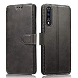 For Samsung Galaxy A50 A50S A30S Case Premium Pu Leather Simple Wallet Case [Card Slots] [Hands-Free Kickstand] [Magnetic Closure] Shockproof Flip Cover For Galaxy A30S/A50/A50S - Black