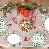 50Pcs Christmas Oval Plates Christmas Seasonal Holly Paper Plates 9.4 * 11.6Inch Large Disposable Platter For Merry Christmas Party And Holiday Party Decorations