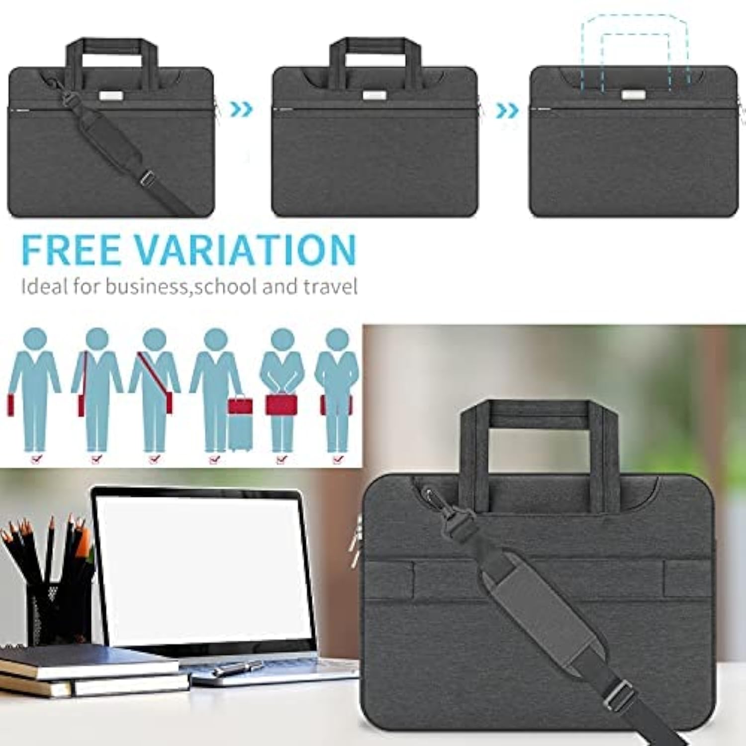 14 Inch Laptop Sleeve Bag Compatible With Apple Macbook Air 13In M3/Macbook Pro 14In M3 Max/Hp/Dell/Lenovo/Samsung/Asus,Travel Laptop Shoulder Bag,Black
