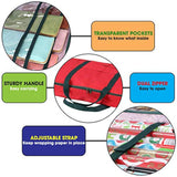 Christmas Wrapping Paper Storage Bag With Pockets | Gift Wrap Organizer Container | 37” X 14” X 4” | Underbed Durable Box Made Of 600D Oxford Material (Red)