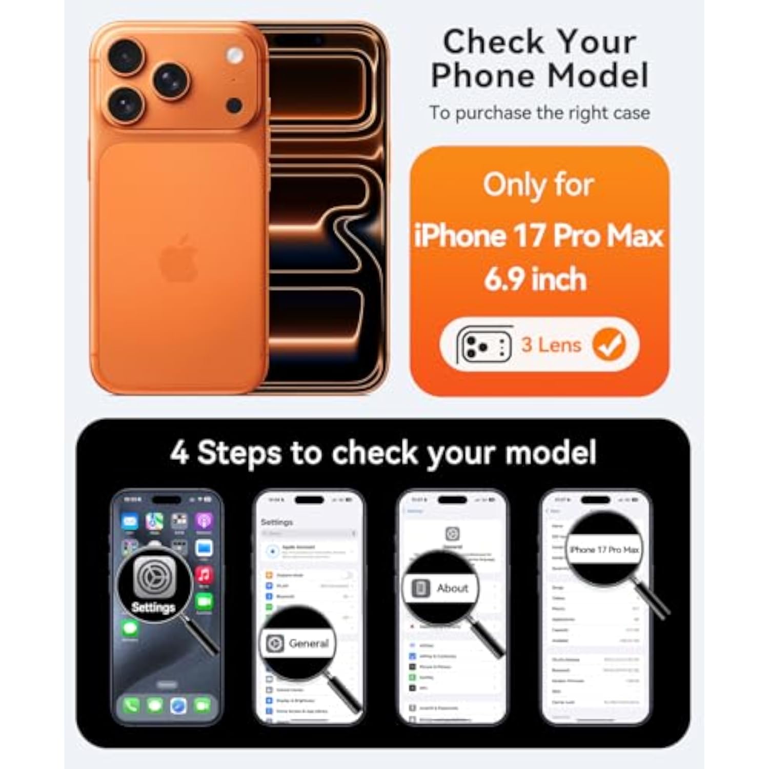 360 Degree Spin Magnetic Stand for iPhone 17 Pro Max Clear Case