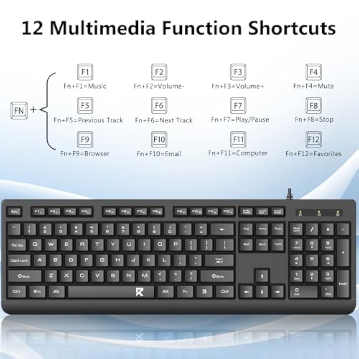 Redragon Wired Keyboard and Mouse Combo, Full-Size Computer Keyboard and Optical USB Wired Mouse, for Windows PC, Mac OS Desktop/Laptop - Black
