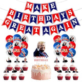 Make Birthdays Great Again Red Blue Party Decorations Kit With Balloons Banner Cake Toppers For Usa Presidant Patriotic Birthday Themes