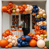 Burnt Orange Balloon Arch Kit: Navy, Cream, Gold, Autumn Party Decor