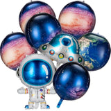 8 Pieces Outer Galaxy Space Balloons Large Inflatable Rocket Astronaut Earth Spaceship Planet Balloons Space Themed Party Supplies For Galaxy Birthday Party Photo Booth