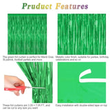 2 Pack Tinsel Backdrop 3.28x7.05ft Green Metallic Football Party Decor