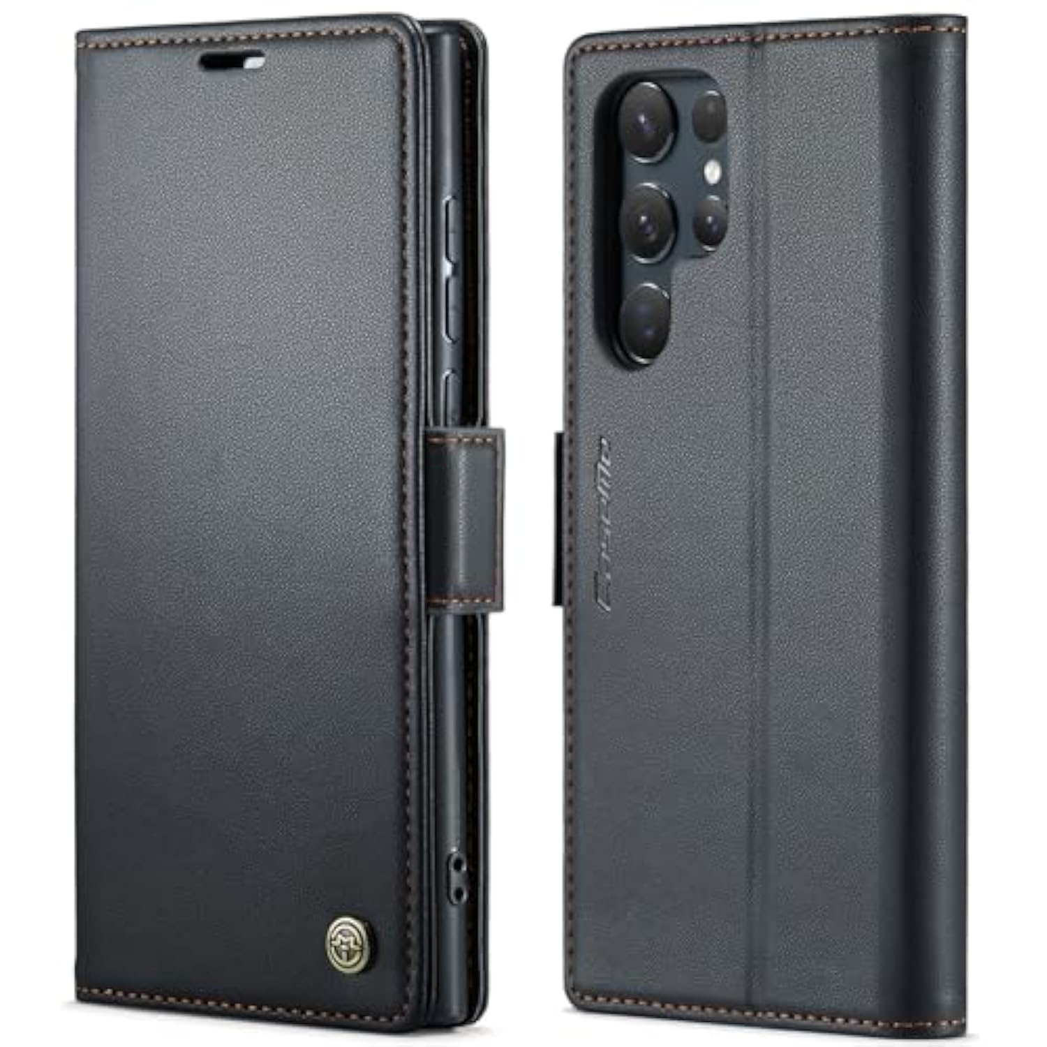 Samsung Galaxy S24 Ultra Wallet Case With Rfid Blocking, Samsung S24 Ultra Case Wallet For Women Men Card Holder Magnetic Clasp Kickstand Leather Book Folio Case For Galaxy S24 Ultra Black