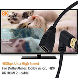 8K Hdmi Extension Cable, Short 8K Hdmi 90 Degree Right Angle Male To Female Hd