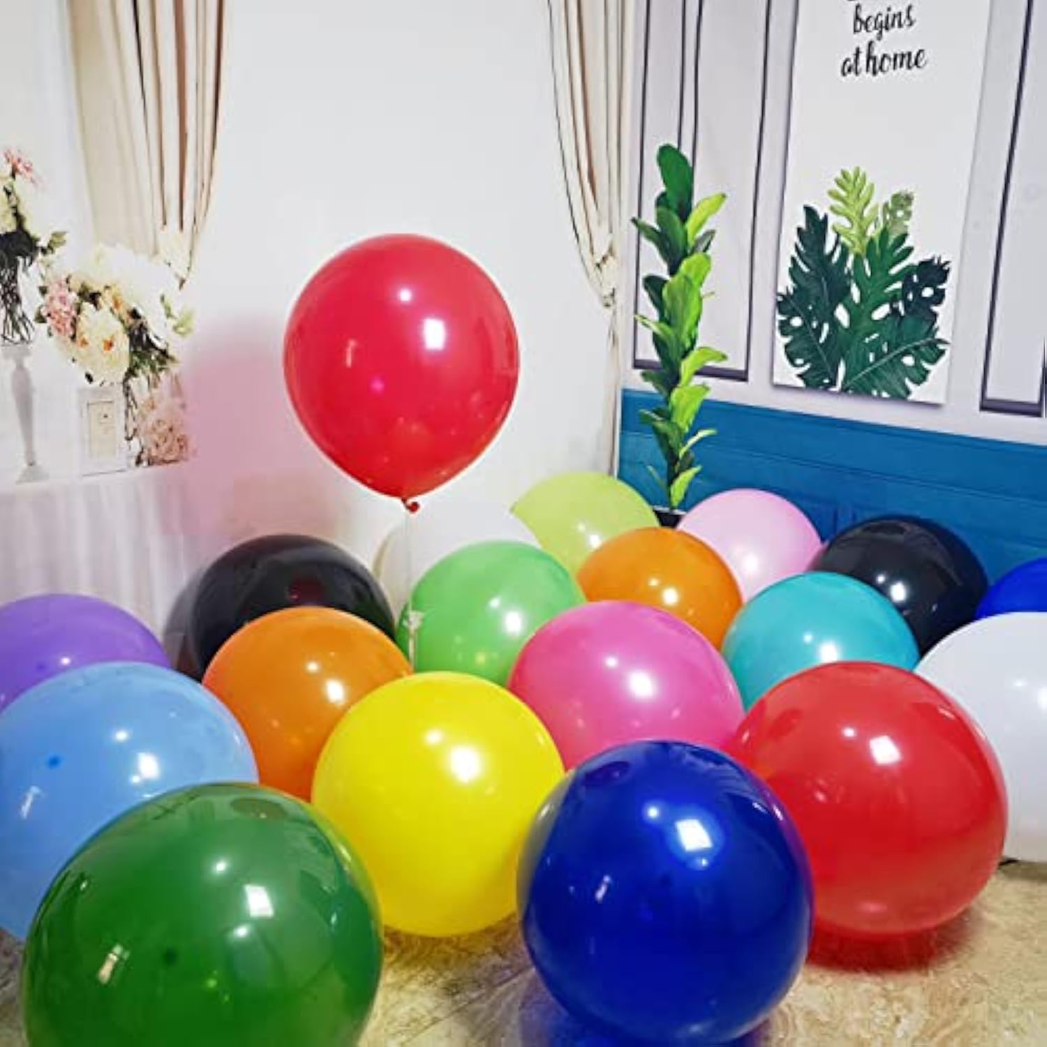 90-Pack 18" Balloons, 15 Colors Latex Balloons for Party Decorations