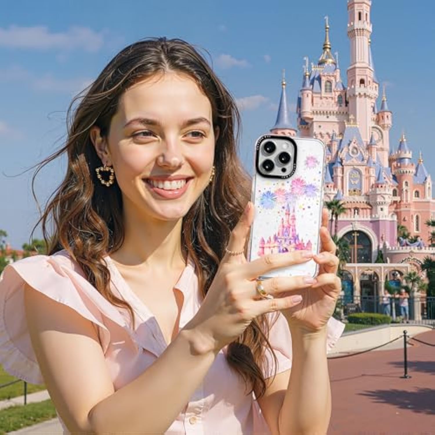 For Iphone 16 Case, Magical Castle Pattern With Fireworks, Military-Grade Drop Protection, Cute Soft Slim Tpu Protective Cover With Camera Lens Protection For Women & Girls